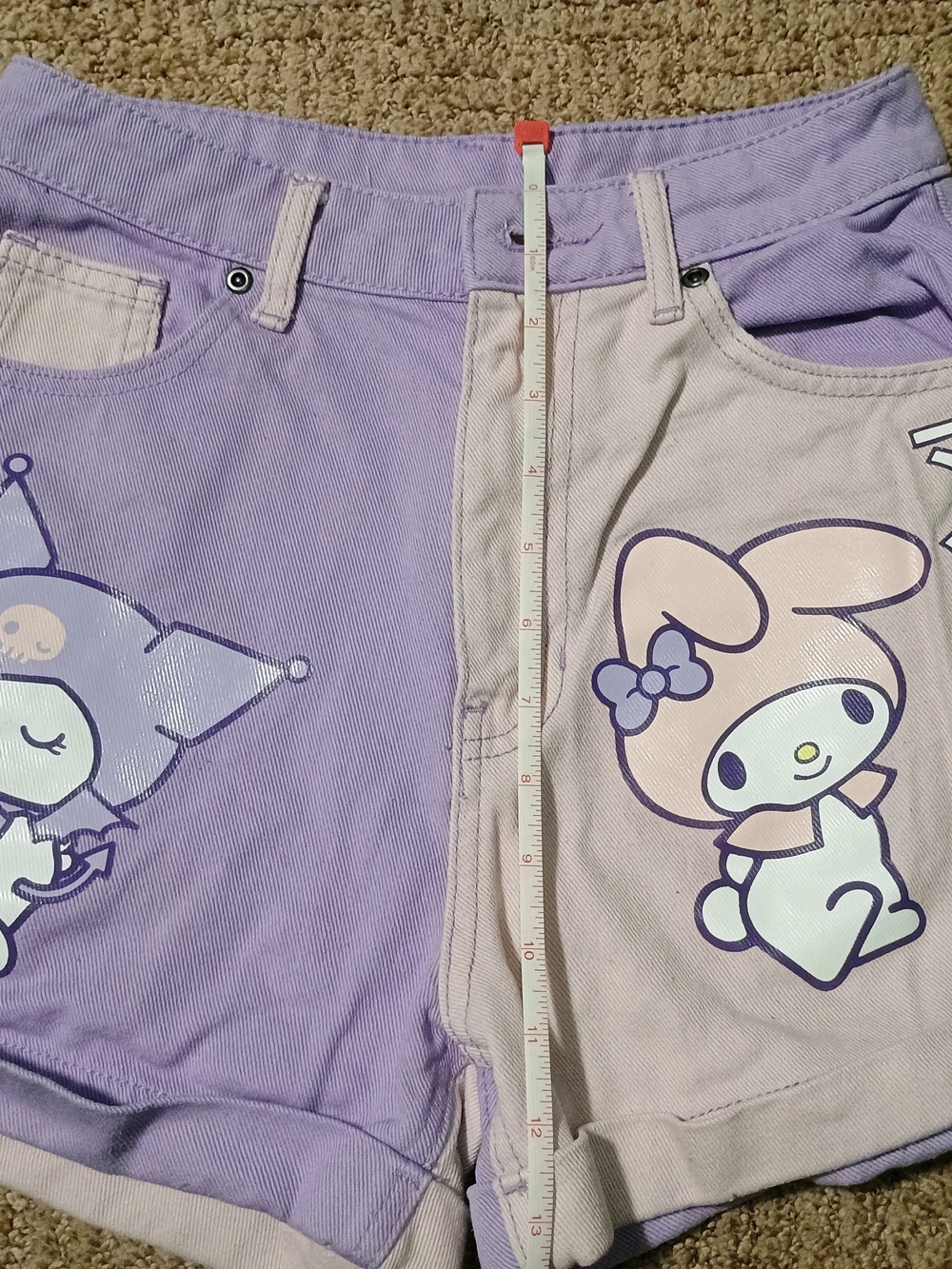 Hot Topic Lavender and Pale Pink My Melody & Kuromi Color Block Shorts